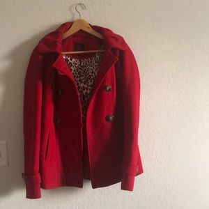 Red pea coat